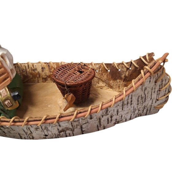 Birch Bark Canoe Fly Fishing David Frykman Figure Basket Fishing Pole Handmade - Picture 4 of 10